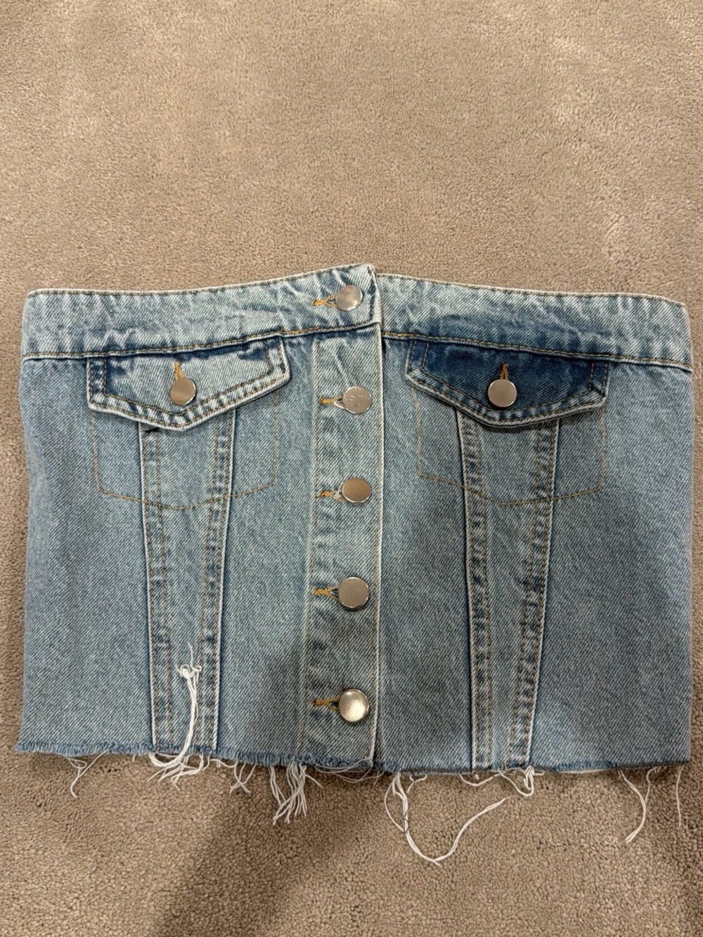 Light Blue Denim Tube top with Button Front
